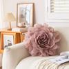 3D Rose Flower Round Throw Pillows Case Handmade Cushions Cover for Sofa Bed Living Room