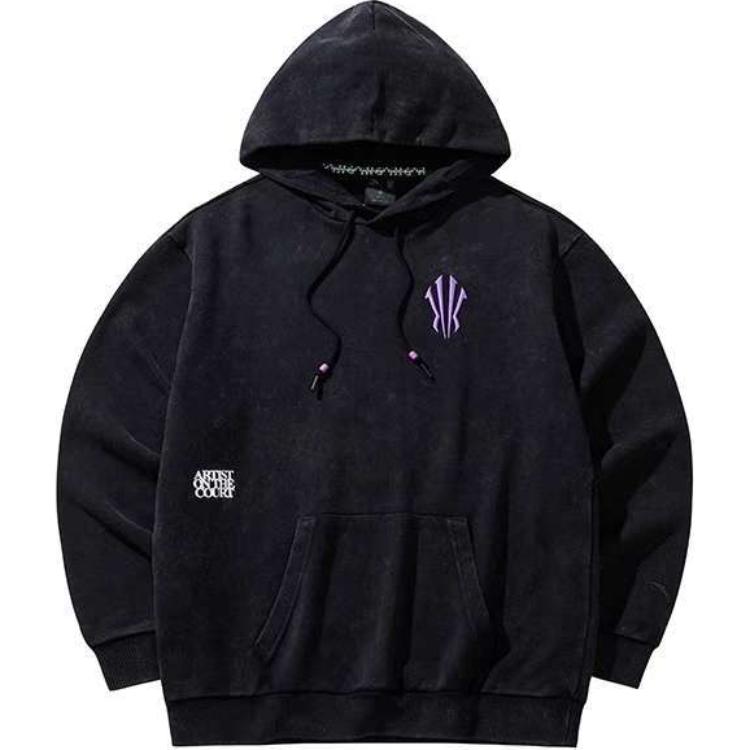 ANTA Kyrie Irving Series Washed Black Hooded Sweatshirt Unisex 172441703-4 M