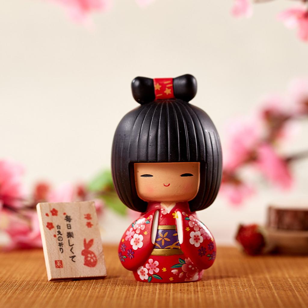 Miniature Japanese Kokeshi Doll Traditional Crafts Collectible Figurines Girl Statues for Bar Office Restaurant Decor Ornament