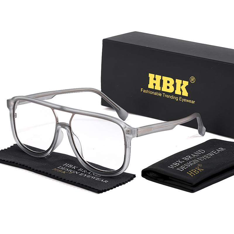 HBK Retro Simple Unisex Anti Blue Light Glasses Personalized Flat Double Bridge Frame Design Glasses Frame Ideal for Gifts