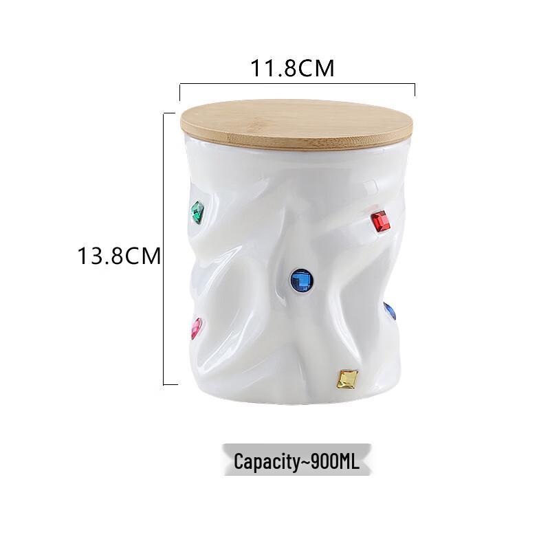ZISIZ White Gemstone Ceramic Sealed Storage Jar