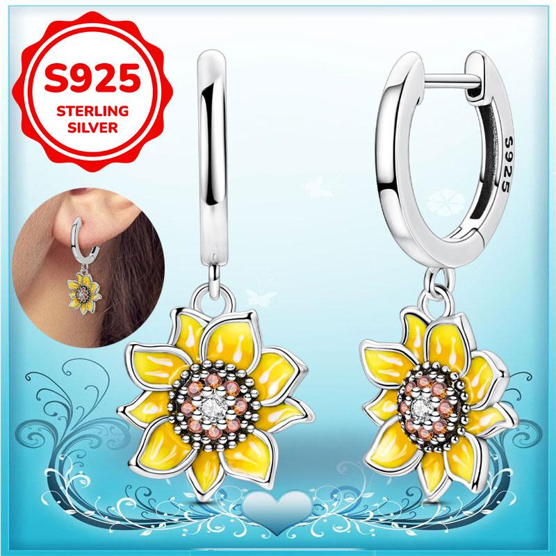 New Earrings 100% Genuine 925 Silver Women Hoop Earring Women's Wedding Engagement Girlfriend Wife Birthday Gift