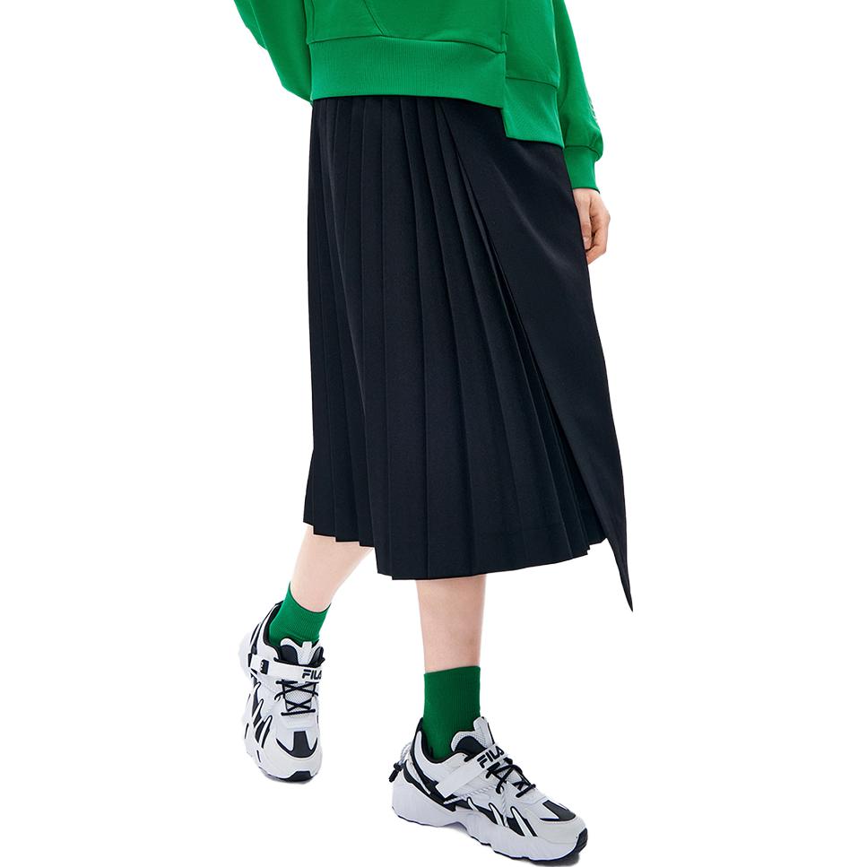 Fila X MIHARA YASUHIRO Layered Design Solid Color Pleated Skirt Women Skirts Black F11W243302F-BK