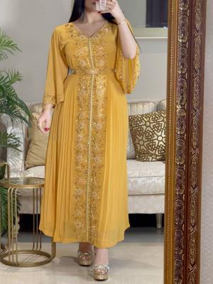 Sommer Damen Kleid Temperament elegante Stickerei Nähen Diamanten Abendkleider