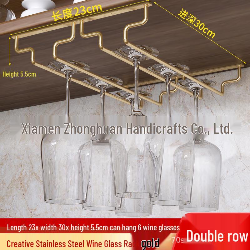 Stainless Steel Hanging Wine Glass Rack - Single Row Stemware Storage Shelf