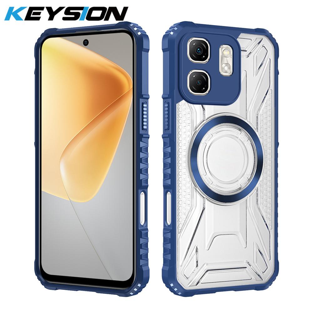 

KEYSION Прозорий магнітний чохол для Infinix Hot 50i М який силікон+ПК Надміцний протиударний чохол для телефону для Infinix Smart 9 for Smart 9 синій