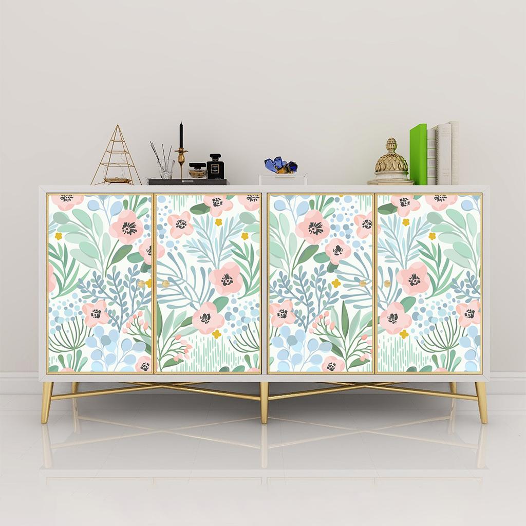 Watercolor Pink Floral Peel and Stick Wallpaper Vinyl Self Adhesive Removable Waterproof Wallpaper for Bathroom Cabinet Decor