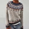 Europäischer & Amerikanischer Damen Lockerer Farbblock Rundhals Mode Pullover