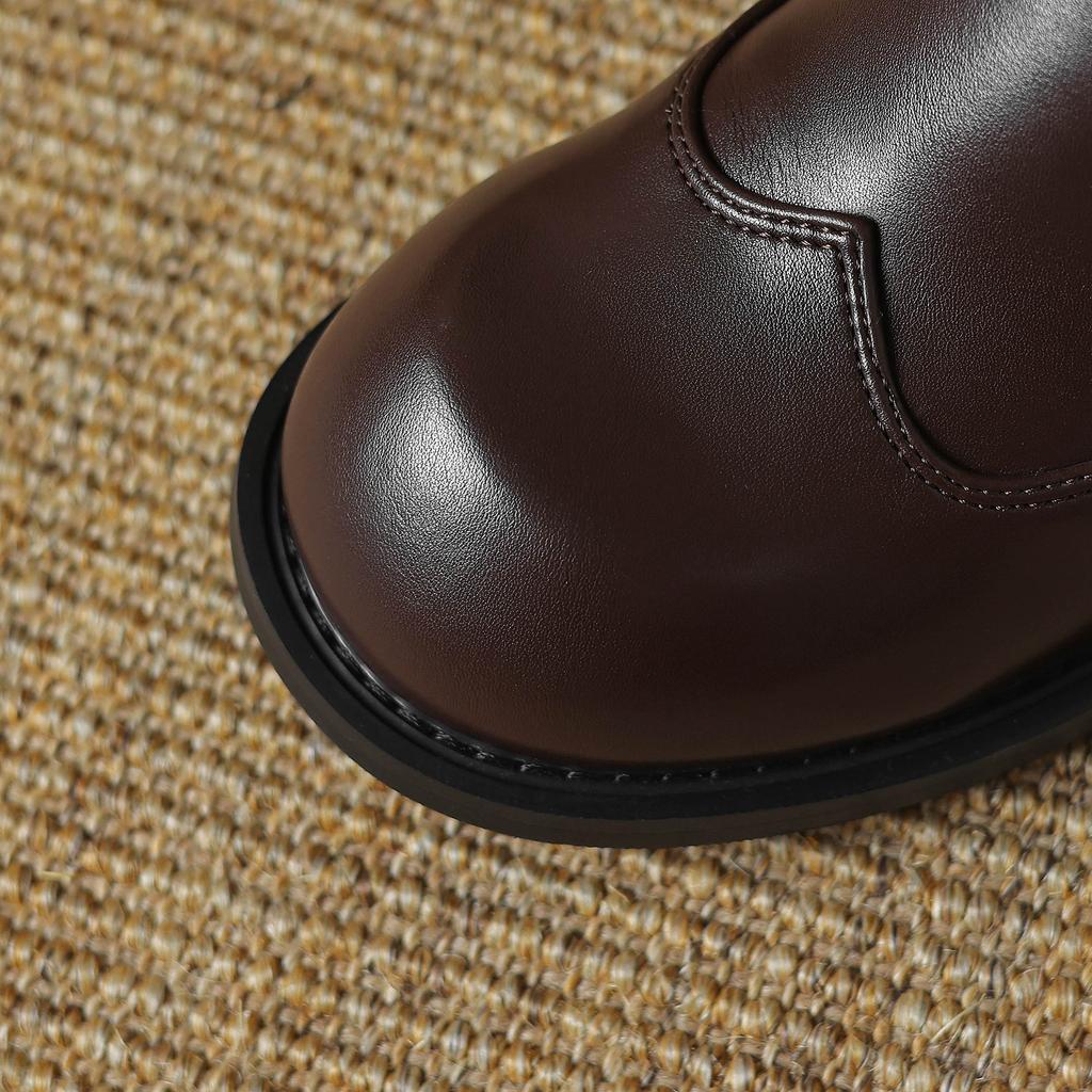 Krazing Pot Microfiber Autumn Winter Shoes Thick Med Heels Size 43 Chelsea Boots Back Knitwear Stretch Ankle Boots