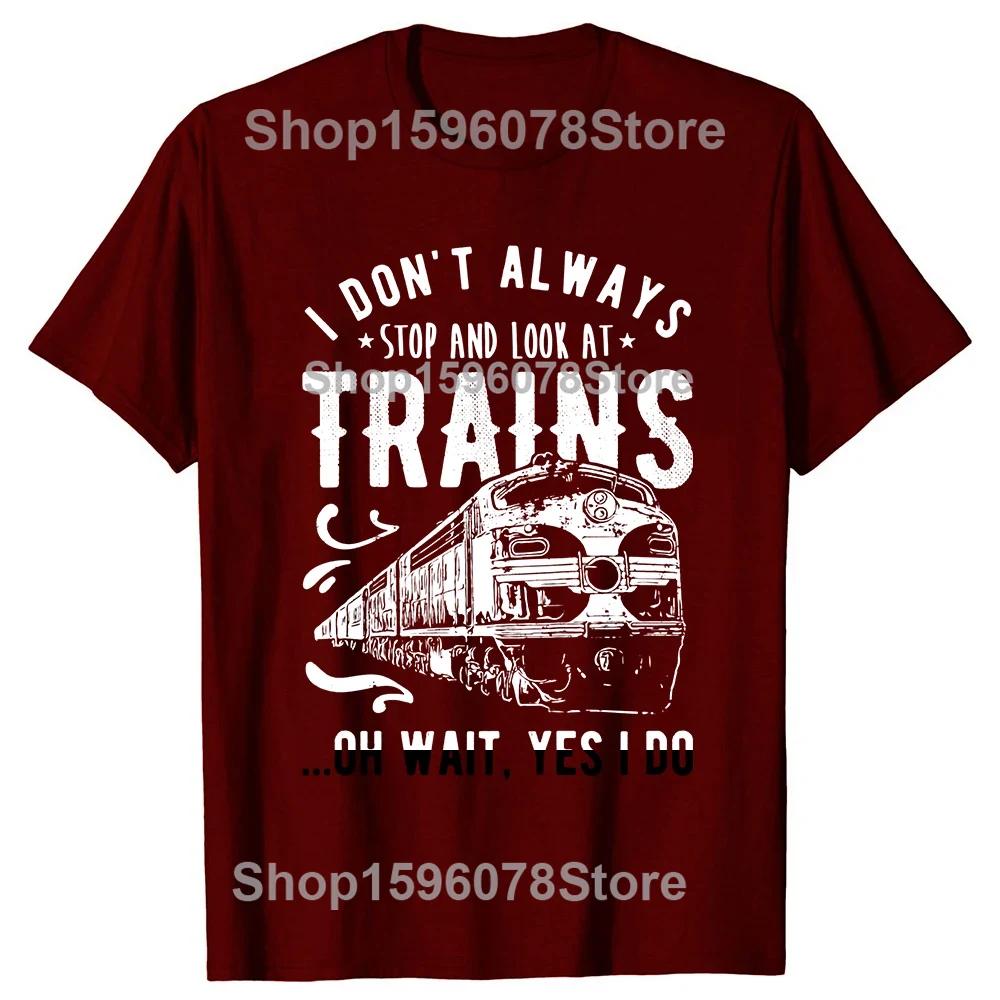 Funny I Love Trains T Shirts Tee Tops Round Neck Short-Sleeve Train Driver Retro Vintage Tshirt Clothing Casual Basic T-shirts