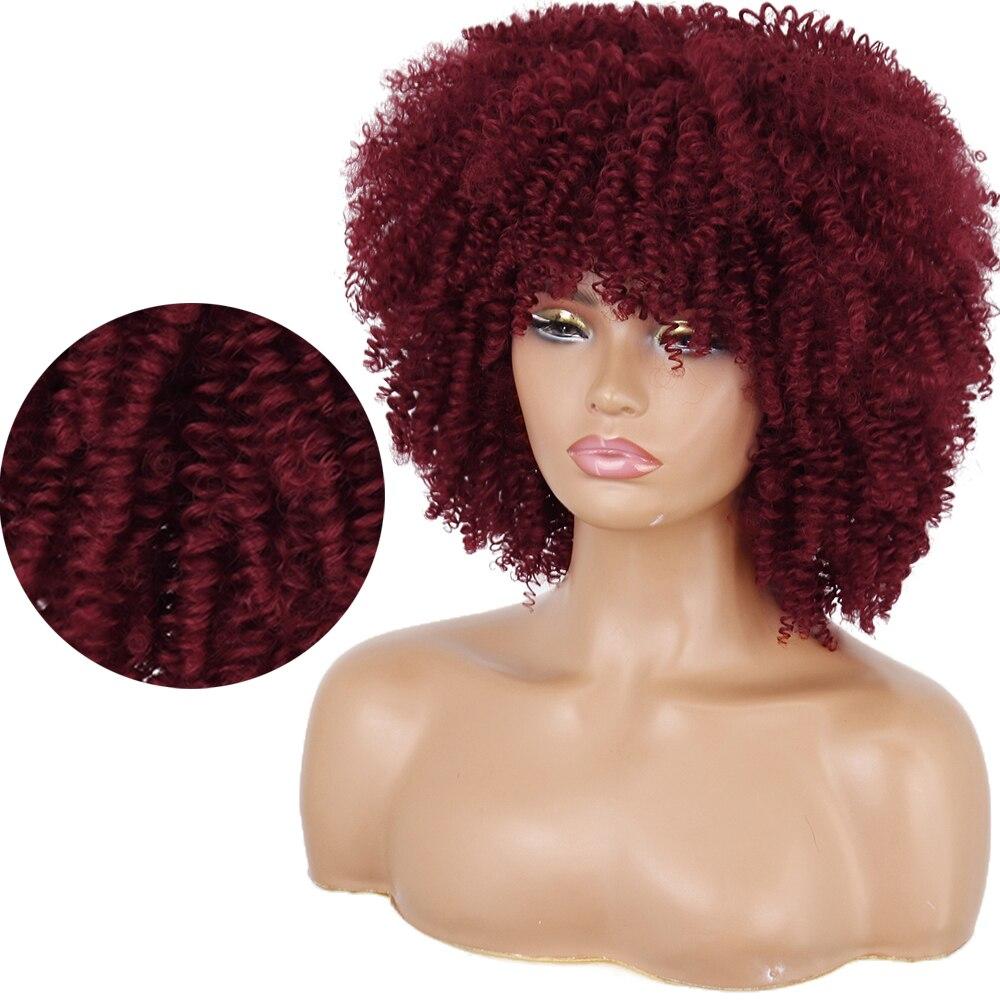 

LISI HAIR Синтетические Omber Короткие вьющиеся парики с челкой для чернокожих женщин Африканское высокотемпературное волокно Косплей Ежедневные волосы