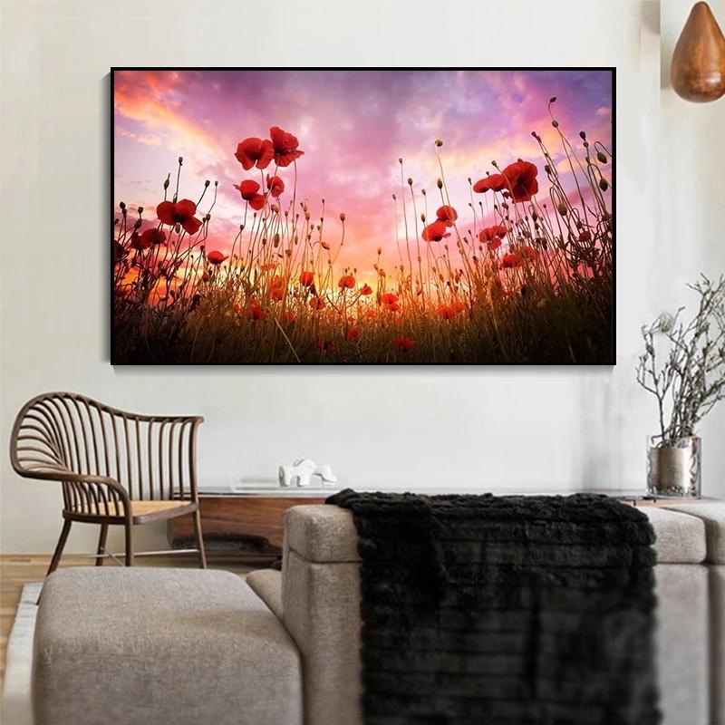 Red Poppies Flowers Canvas Prints Modern Wall Art Canvas Posters and Prints Cuadros Nordic Pictures for Living Room Decor
