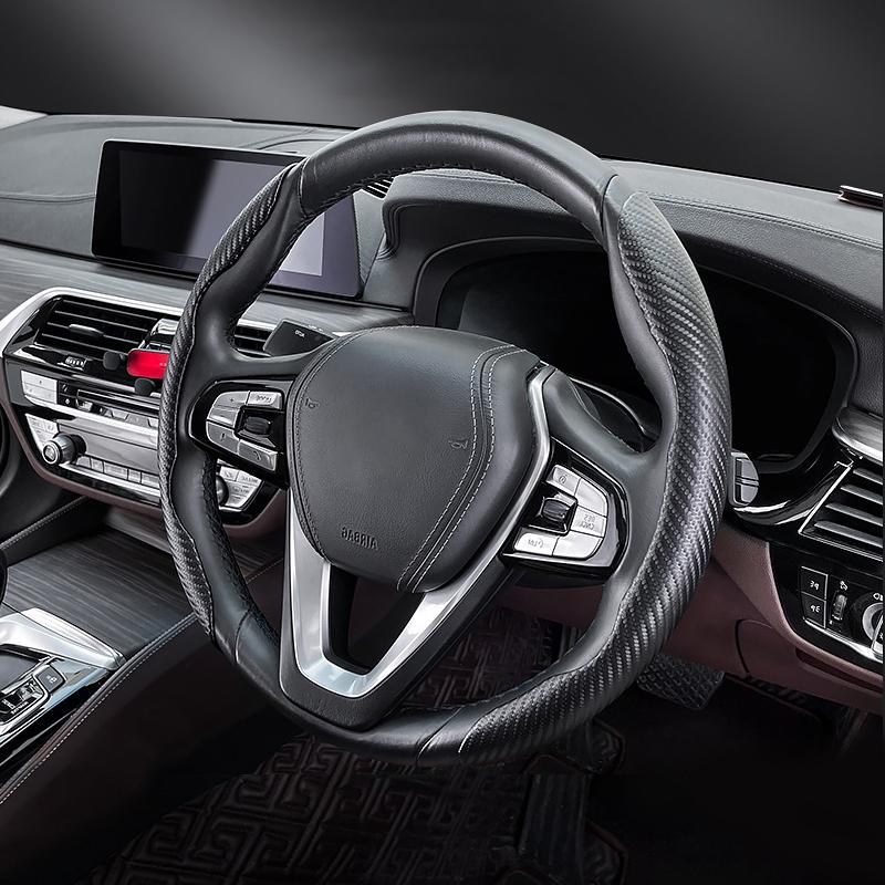 Carbon Fiber Style Universal Car Steering Wheel Booster Cover Non-Slip Auto Interior Steer Protector Decoration