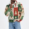 Herren Flanell Sweatshirt mit Stehkragen und Weihnachtsdruck für Freizeitkleidung an den Feiertagen