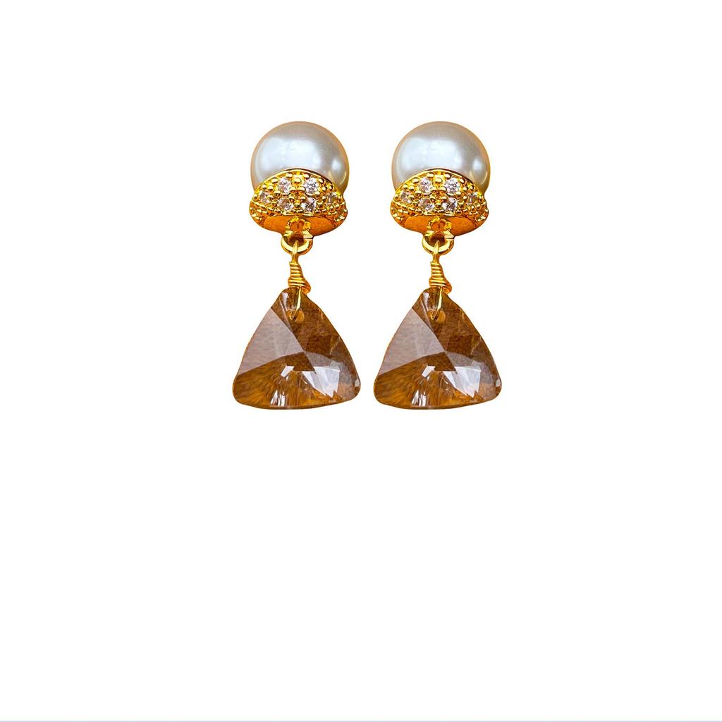 Elegant Pearl and Crystal Tassel Earrings - Exquisite Silver Needle Jewelry for Women