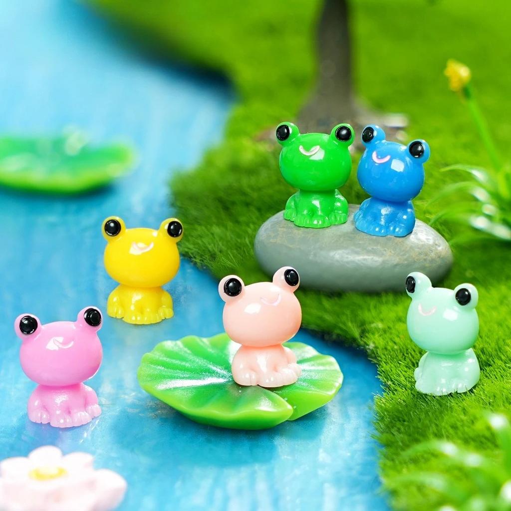 Resin Mini Color Frogs Figurines Little Small Miniature Plastic Tiny Frog Bulk To Hide For Garden Leap Year Decoration
