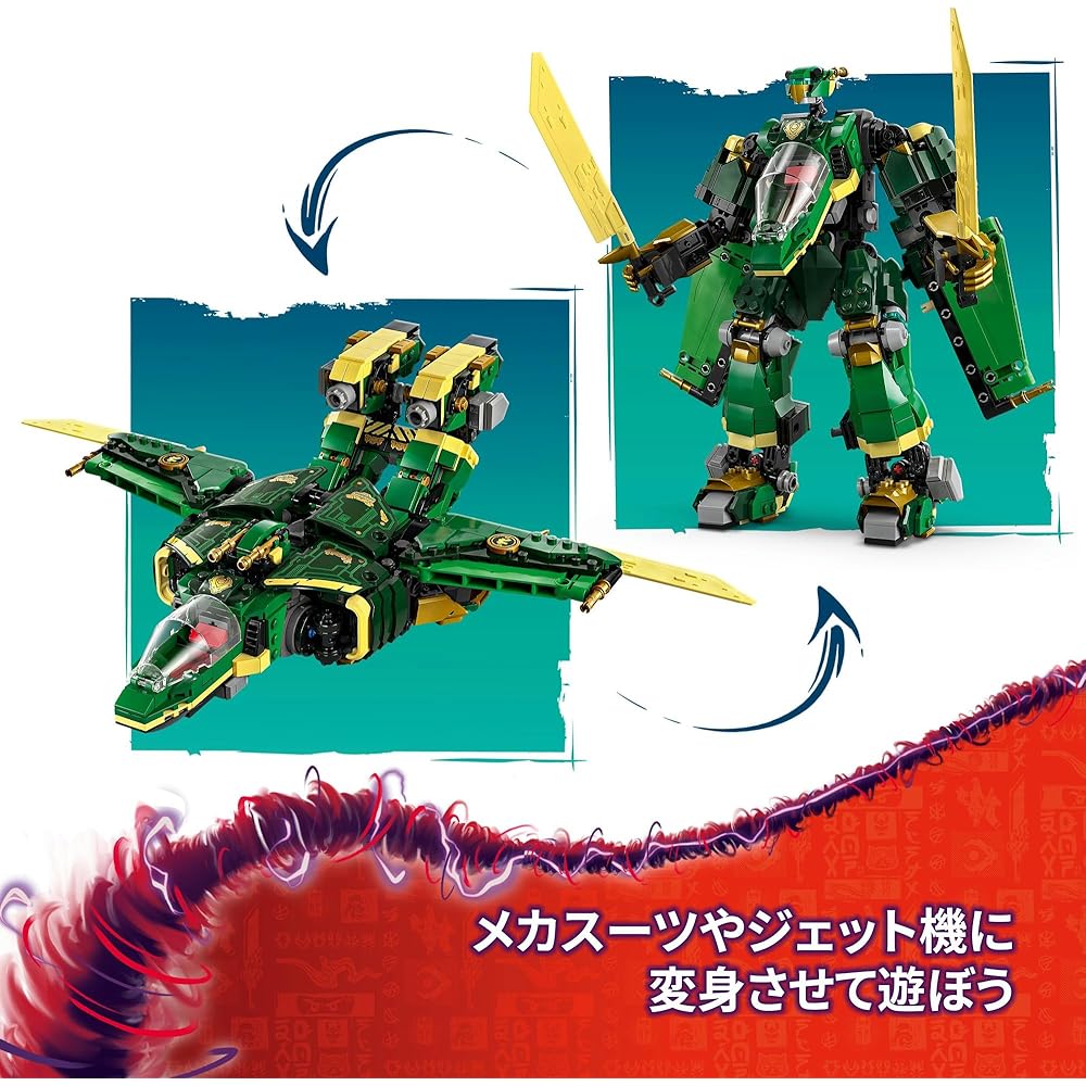 LEGO Ninjago Lloyd's Green Jet Mech Building Set Toy for Kids Ages 9-11, Includes Vehicle and Robot Features