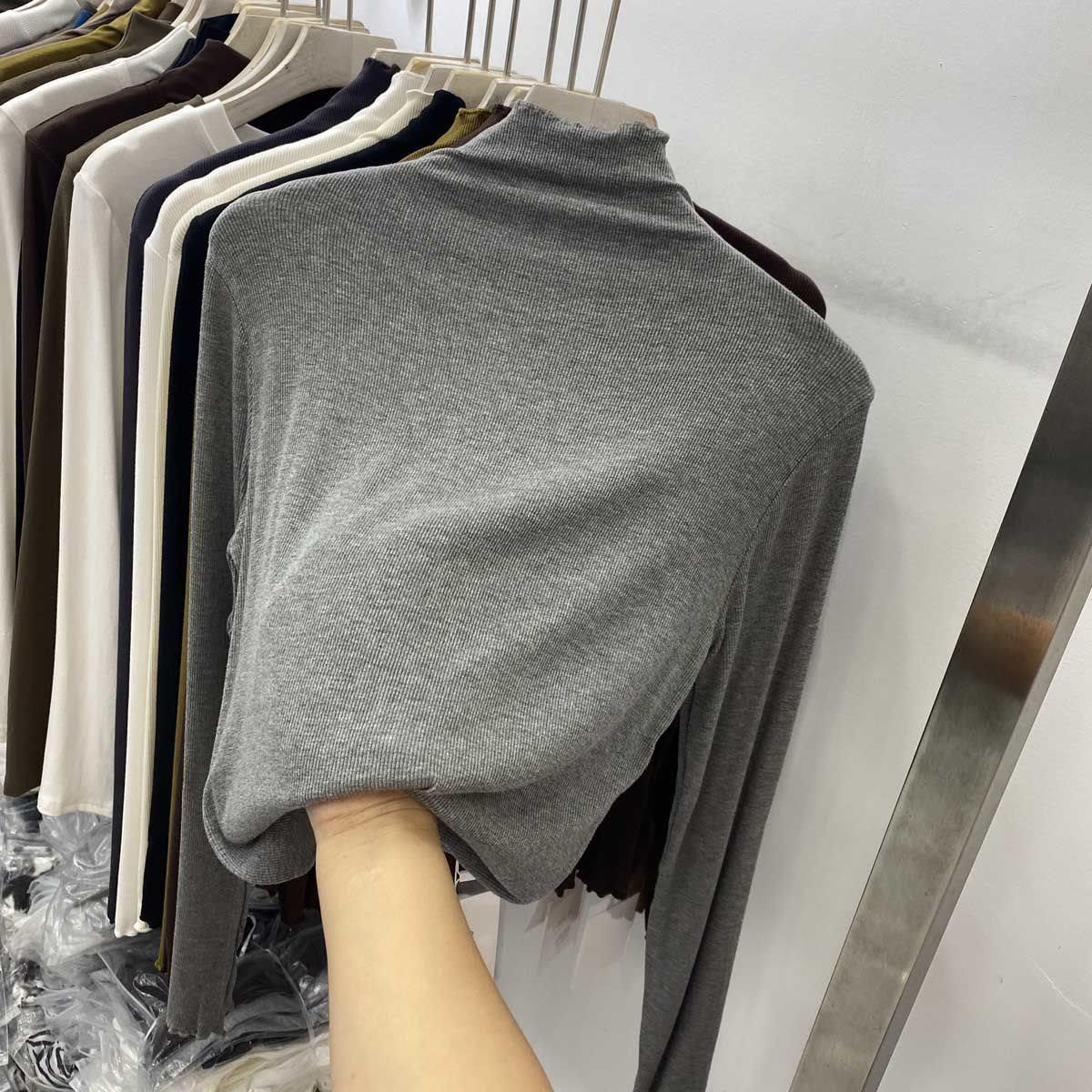 

Plus Size Women s Semi-High Neck Slimming Long Sleeve Base Layer Top for Spring/Autumn 2XL (140-160 kg)