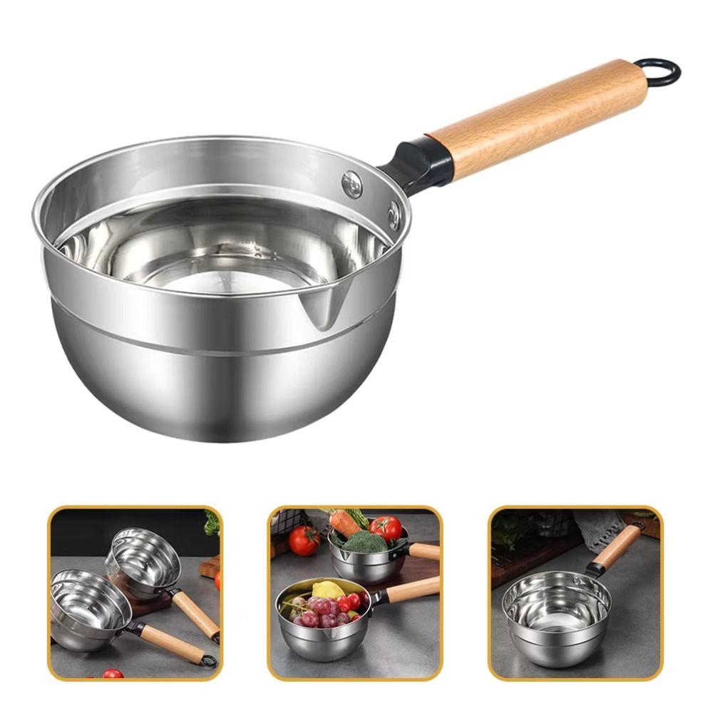 Multipurpose Water Scoops Wooden Handle Water Spoon Small Saucepan Soup Ladle  Kitchen Cooking