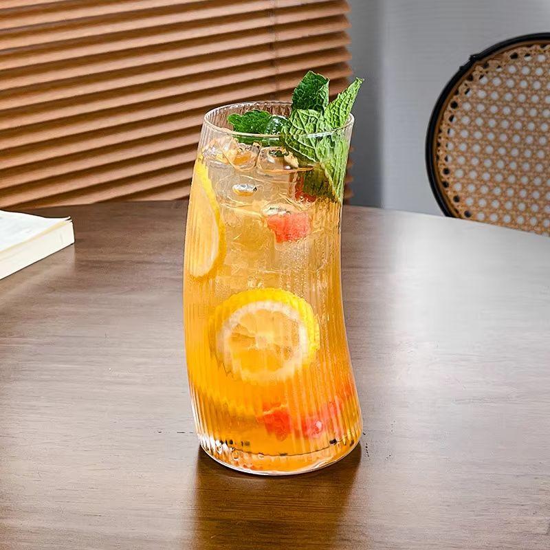 500ml Large Capacity Juice Beverage Cups Fashion Crescent Moon Shaped Glass Cup Cafe Coffee Latte Tea Cold Drink Mugs Drinkware