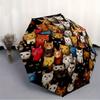 1 Stück Katzensammlung Automatischer Öffnen/Schließen Regenschirm mit Ein-Knopf-Bedienung, Winddichtes Design Leichtgewichtiger Tragbarer Regenschirm für Damen & Herren 6131
