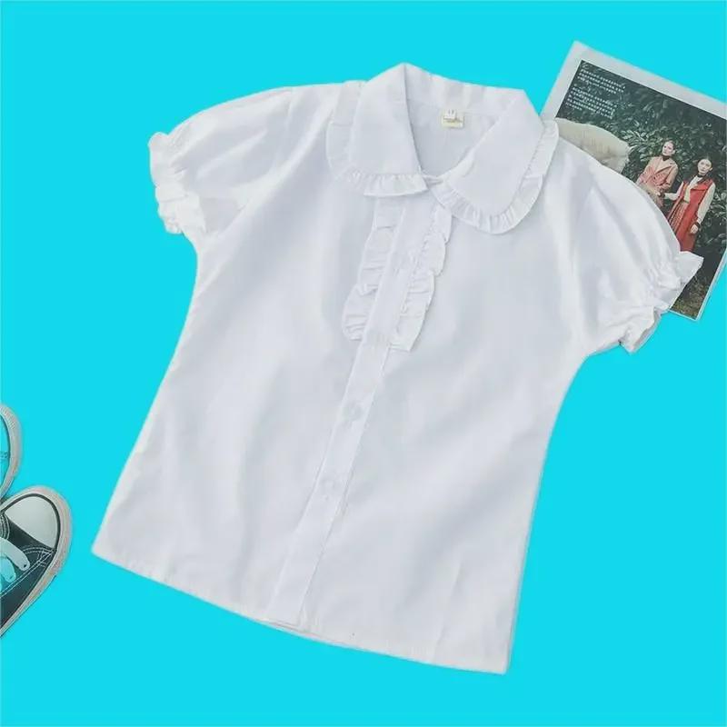 Kids' Anti-Wrinkle Non-Shrink Short-Sleeve Shirts: Boys' White, Girls' White, Unisex Blue - Ideal for School Uniforms