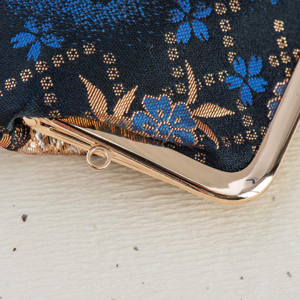 Kyoto Geibido Clasp Handcrafted by Japanese Made In Japan with Cherry Nishijin-ori 3.3-inch Wallet, Artisans, Pattern, (Black Blossoms)