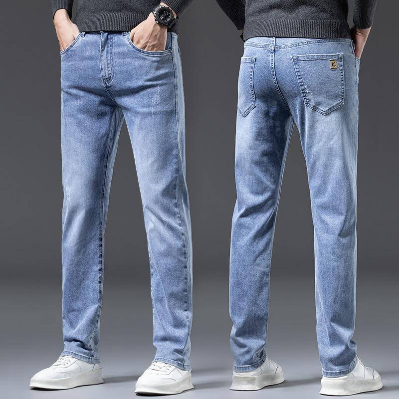 2024 Autumn And Winter New Style With Plush And Thickened Denim Straight Tube Slim Fit High-End Loose Casual Long Pants For Men