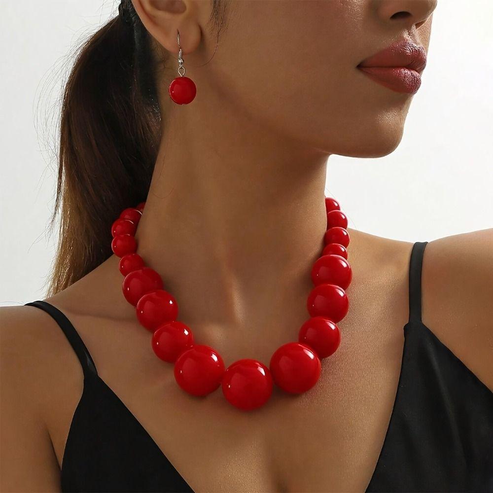 3 pcs/set Exaggerated Jewelry Set Gradient Size Drop Earrings Necklace Earrings Set  Women