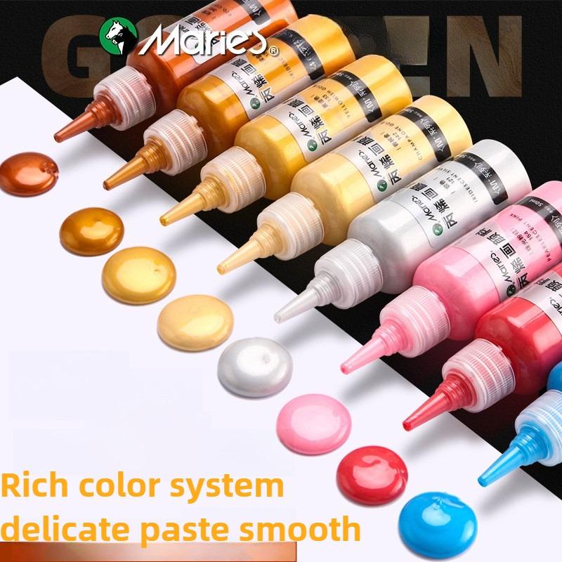Marie 25 Colori 50ml Pittura Acrilica Metallica Pigmenti Ricchi Brillanti Perlescenti con Flacone Materiale Scolastico Cancelleria