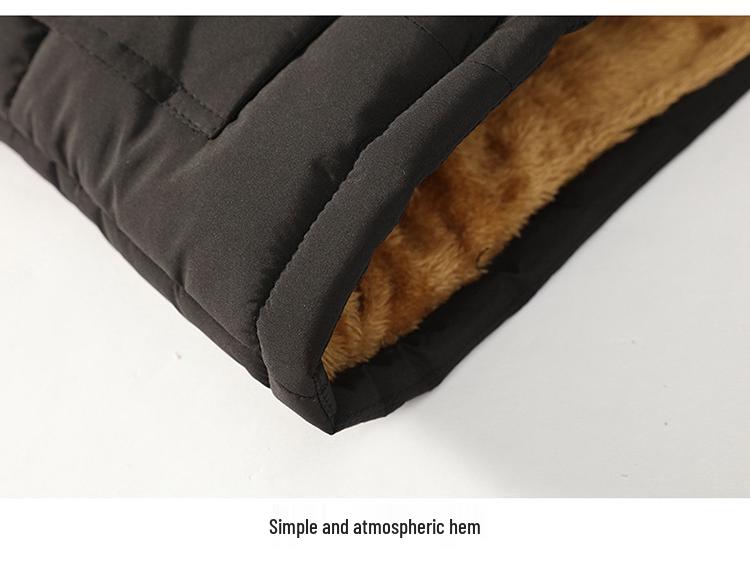 Chaqueta de Invierno para Hombre de Algodón de Longitud Media con Terciopelo Plus, Talla Grande, Cálida para Personas de Mediana Edad y Mayores