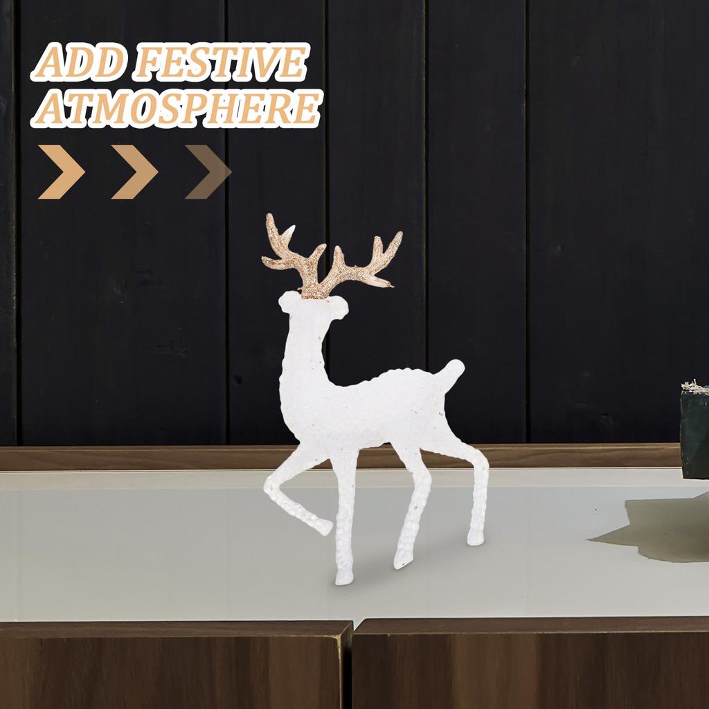 6Pcs Christmas Reindeer Decorations Adorable Elk Statues Plastic Xmas Standing Deer Ornaments Party Tabletop Holiday Decor
