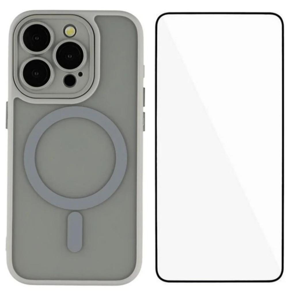 For iPhone 15 Pro Max Case Compatible with MagSafe WANLONFENG QB Series PC TPU Phone Cover with Screen Film