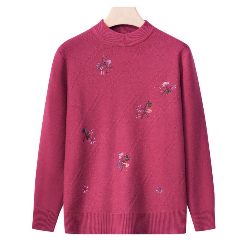 Grandma autumn women's top middle old man winter knitted sweater mother base clothes year 0 old lady sweater