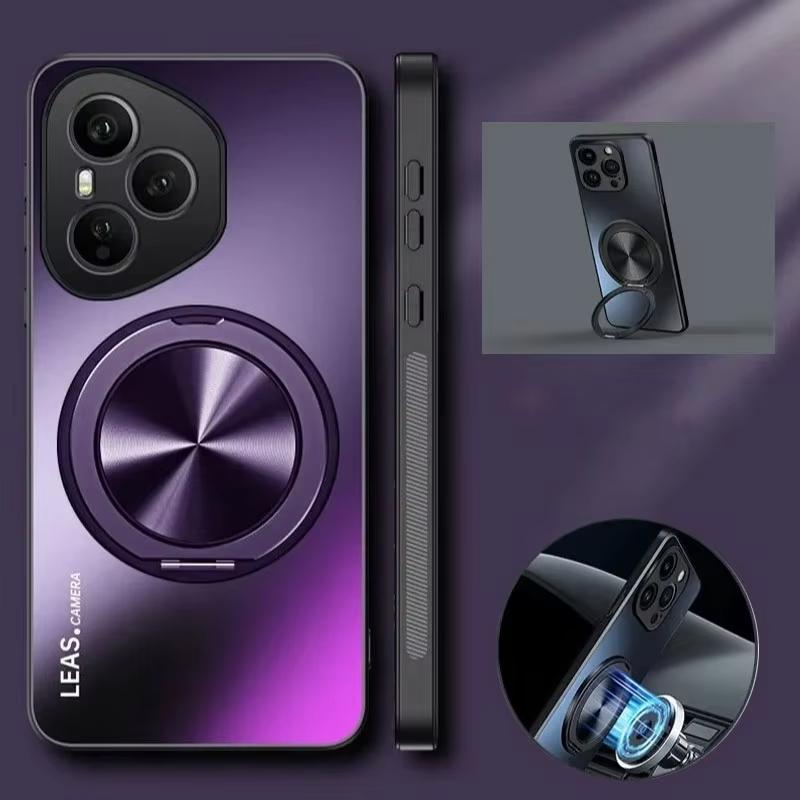 Magnetic Case For Honor 400 Pro Matte Shockproof 360° Rotating Ring Holder Cover For Honor 400 Lite ABR-NX1 Hard Bumper Shell