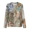Women's Fashion Casual LongSleeve Print Round Neck Pullover Top Blouse