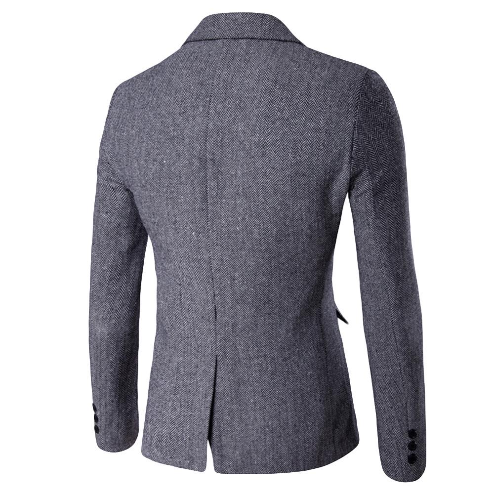 Men's Casual Fashion  Color Single Button Long Sleeve Suit Jacket Coat