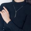 Long Sweater Chain Women'S Triangle Geometric Pull Tassel Necklace Cold Wind Simple Temperament Student Collarbone Chain