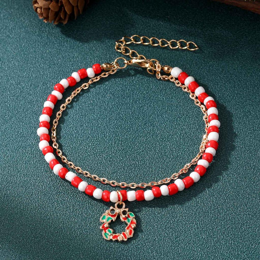 2022 Gelang Krismas Gadis Klasik Korea Mudah Baru Gelang Loket Gula-gula Lelaki Salji Reka Bentuk Lapisan Dua Gelang Hadiah Pasangan Pesona Indah