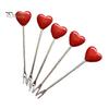 5/10Pcs Heart-Shaped Fruit Forks Set Dessert Cake Appetizer Picks with Love Holder Reusable Kitchen Utensils
