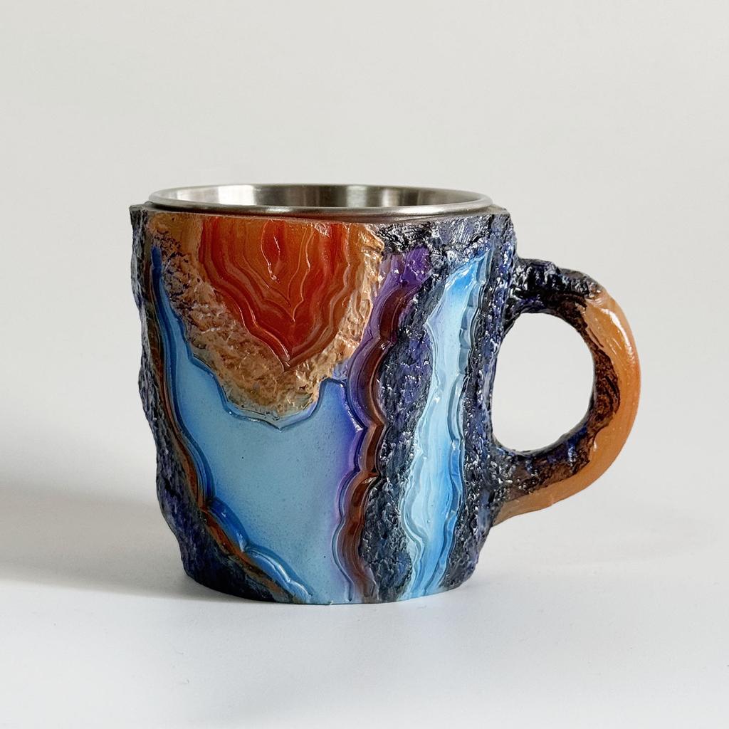 Cani de cafea din cristal mineral, cești elegante din mineral, ceașcă de ceai rafinată din rășină, cană din cristal mineral multifuncțională pentru casă, birou 8cm