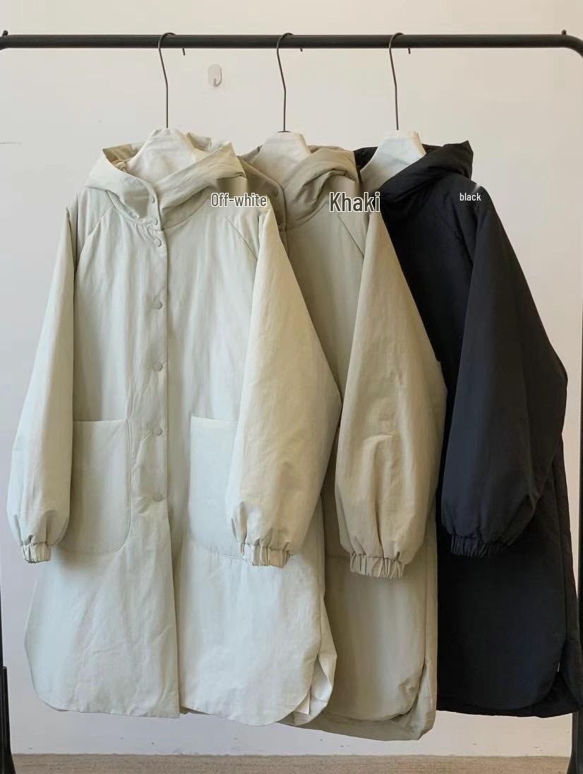 

Jibu Jianchuan Женское зимнее длинное хлопковое пальто с капюшоном больших размеров One Size хаки