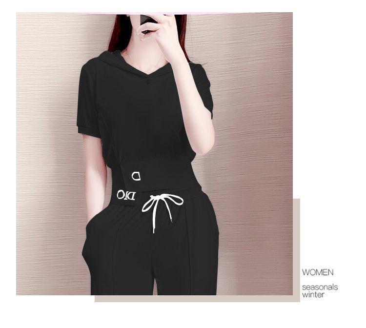 2023 Korean-Style Women's Casual Summer Two-Piece Set: Short Sleeve Top & Jogger Pants