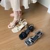 2025 new summer open toe word with season fairy style with skirt versatile soft sole high heel thick heel sandals women