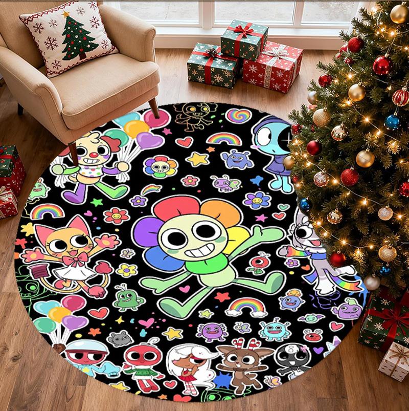 Dandy's World Pattern Round Rug, Indoor/Outdoor Mat, for Picnic, Gameroom, Bedroom, Office, Living Room, Home Decor Carpet, Birthday Gift