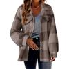 2025 Plaid Teddy Fleece Jacket - Button-Front Cocoon Fit W/ Utility Pockets, Cabin-Ready Sherpa Coat for Errands to Apres-Ski