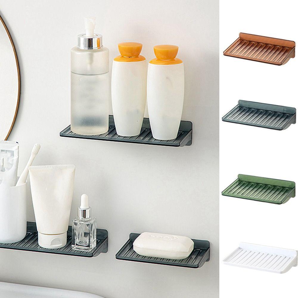 

White Bathroom Shelf Large Capacity Wall Mounted Shower Storage Rack Simple Shampoo