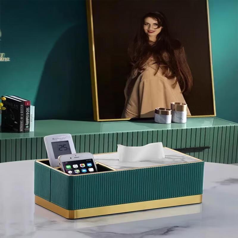 Luxury Desktop Tissue Box with Remote Storage