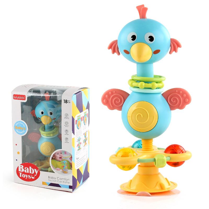 Baby Cartoon Soothing Ringing Toys Rattles Set Infant High Chair Toy Table Suction Cup Toy Interactive Development Baby Tray Toy