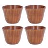 4Pcs Set Solid Wood Wooden Tea Cups Heat Insulation Wooden Coffee Cup Wooden Cup Set  Tea Drinking